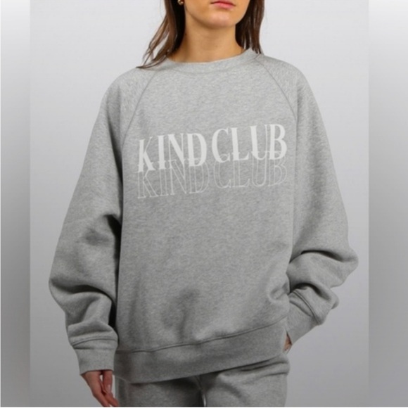Brunette The Label Sweaters - Brunette The Label | Grey Crewneck Oversized Kind Club Graphic Sweater - XS/S